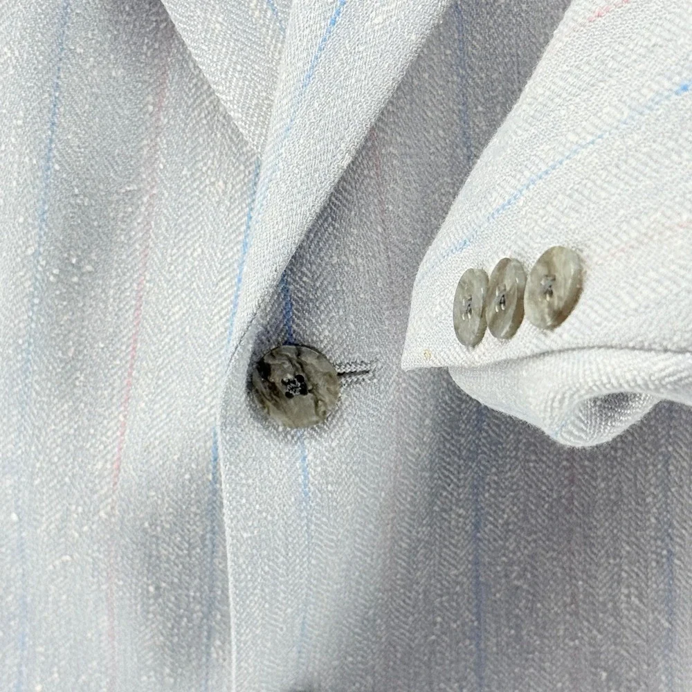 Beautiful Vtg Mens Gray Pinstripe Blazer Two Button Sport Coat USA‎ 44R